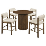 Hamlyn 5-Piece Round Wood Counter Height Dining Set in Cream and Walnut — product image 2