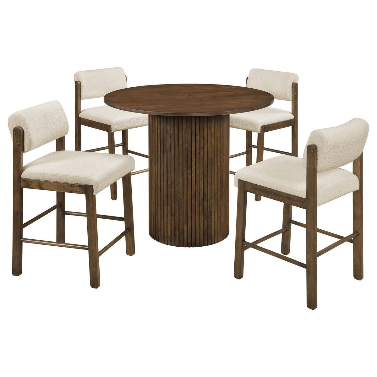 Hamlyn 5-Piece Round Wood Counter Height Dining Set in Cream and Walnut — product image 2