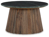 Ceilby accent coffee table with marble top and fluted wood base