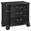 Celina black 3-drawer nightstand angle view showing drawers