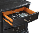 Finished black wood surface detail of Celina nightstand