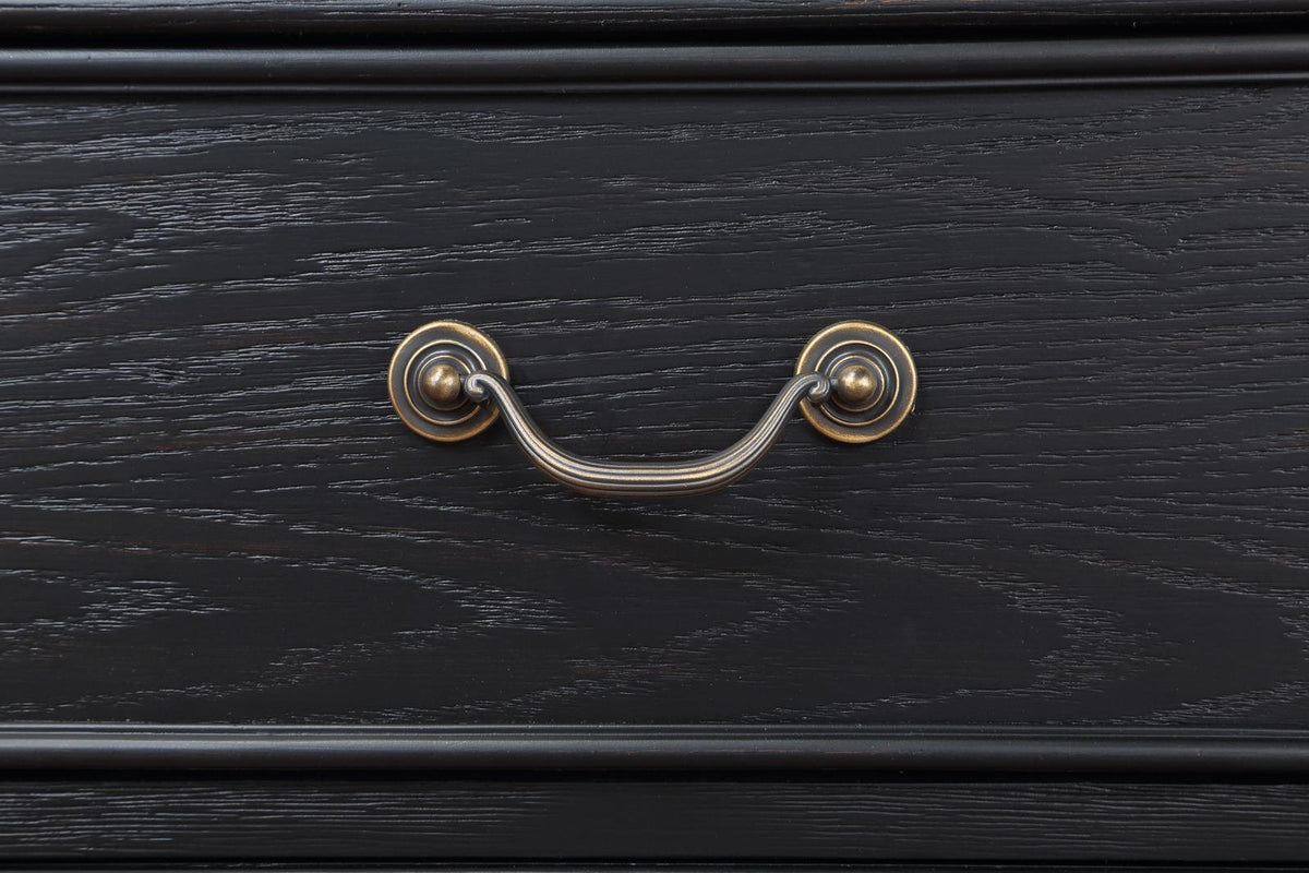 Open bottom drawer with tinted interior Celina nightstand