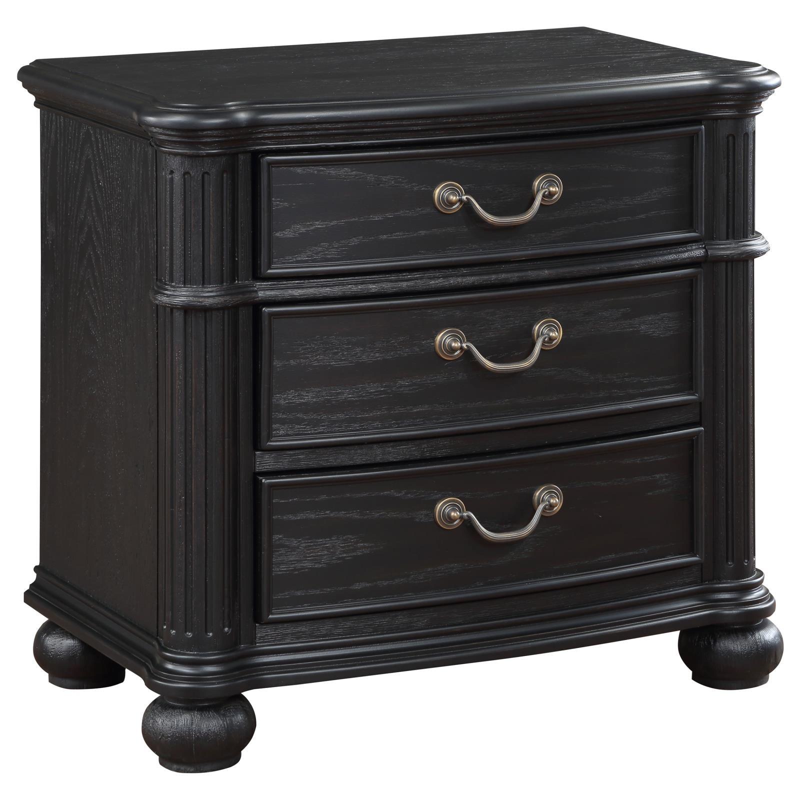 Celina 3-Drawer Nightstand Bedside Table Black 224762 - Ella Furniture
