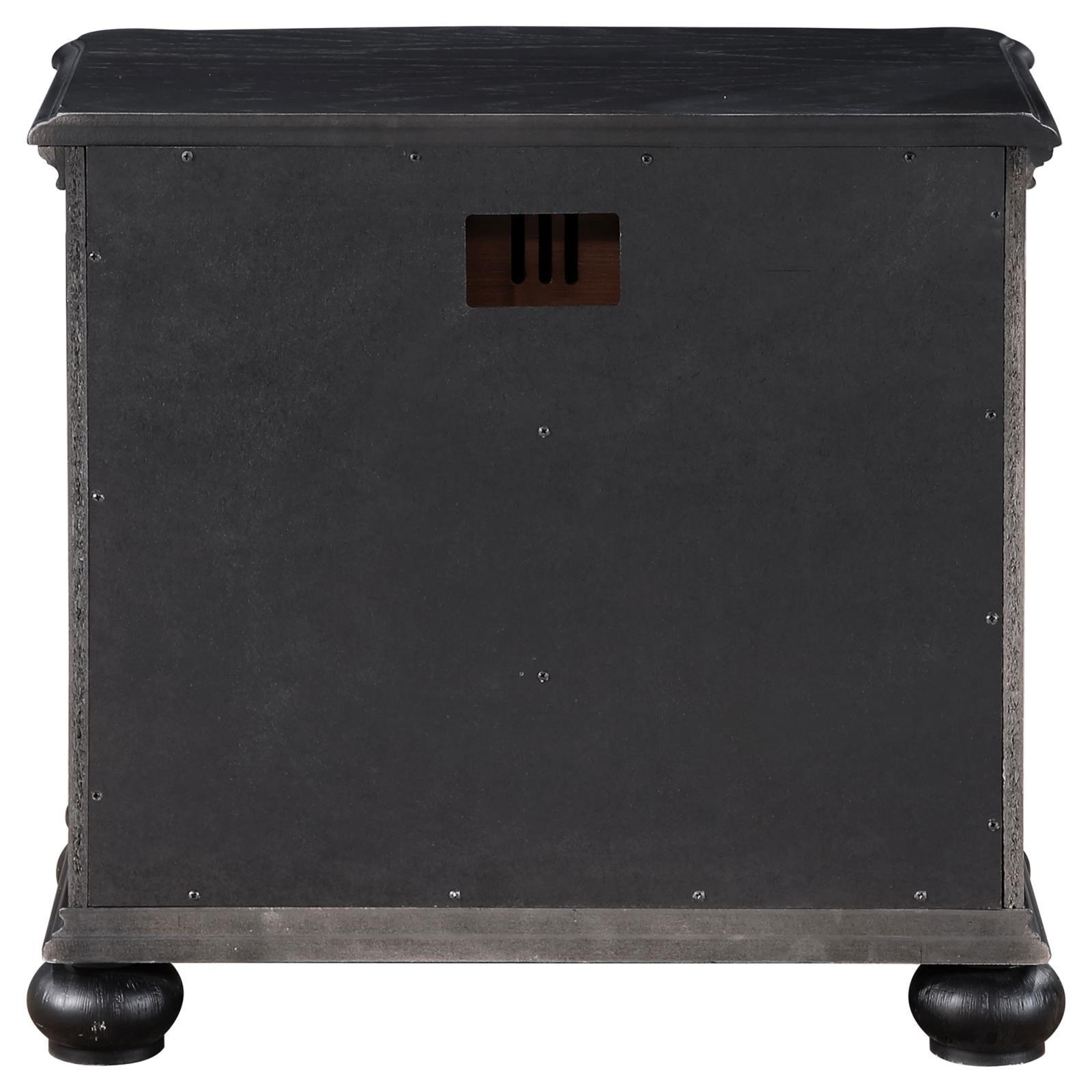 Rear view showing cable management grooves on Celina nightstand