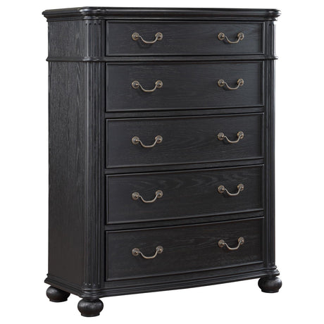 Celina 5-Drawer Bedroom Chest Black angled front view