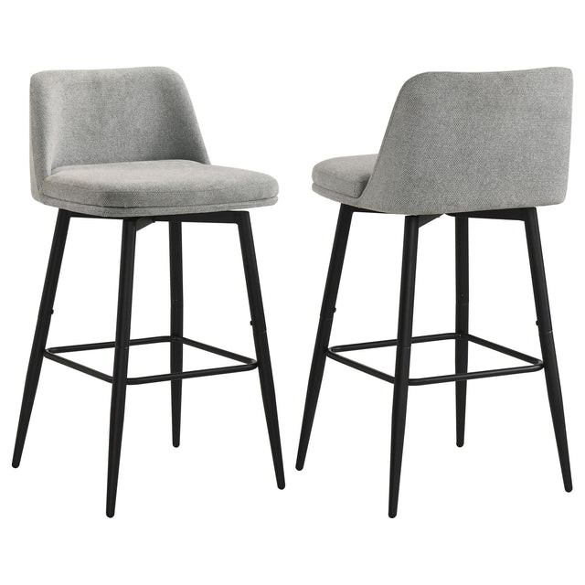 Mellor Fabric Upholstered Swivel Bar Chair Grey (Set of 2) — product view
