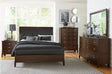 Cotterill Cherry Faux Leather Tufted Panel Bedroom Set bed front view