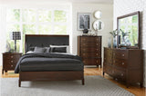 Cotterill Cherry Faux Leather Tufted Panel Bedroom Set bed front view