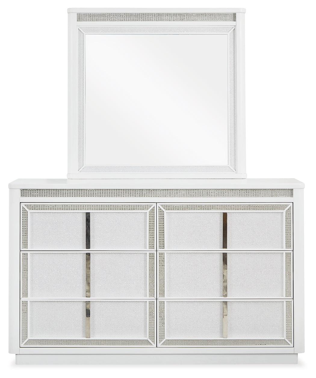 Side angle of Chalanna dresser and mirror set