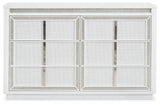Top view of Chalanna dresser showing LED lighting turned on