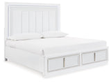 Chalanna White King Upholstered Storage Bed LED lighting detail
