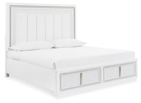 Chalanna King Upholstered Storage Bed rhinestone framed drawer close-up
