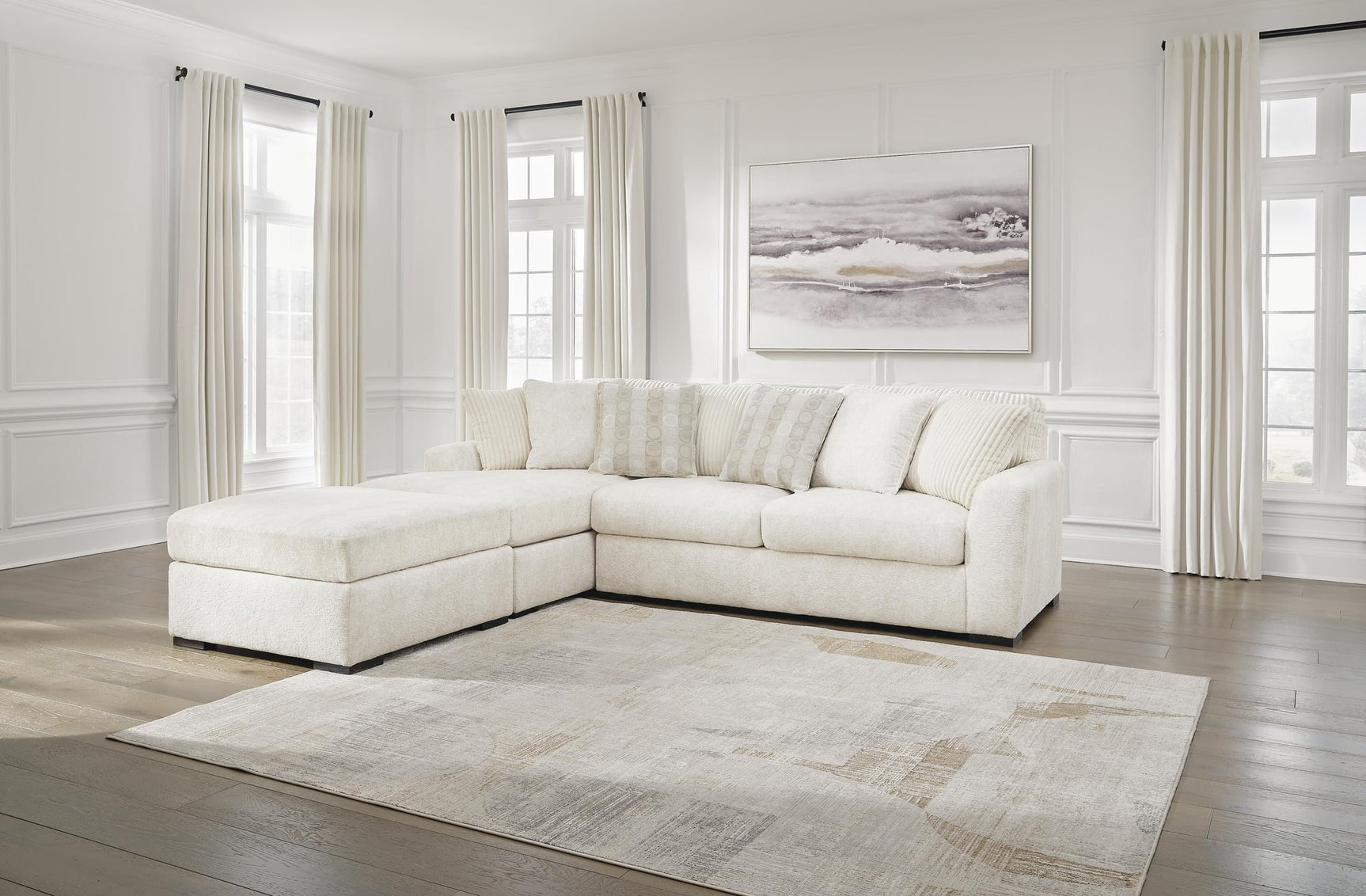 Chessington Ivory 2-Piece Sectional with Ottoman - image 1