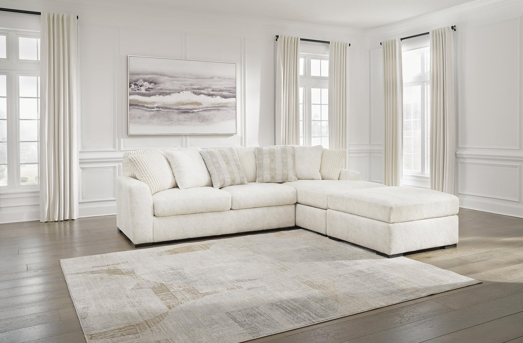Chessington Ivory 2-Piece Sectional with Ottoman - image 1
