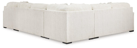 Detail of ivory upholstery on Chessington sectional sofa
