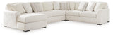 Side angle of Chessington Ivory sectional sofa with chaise