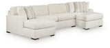 Chessington Ivory Chenille 3-Piece Sectional with Double Chaise from Decor Furniture