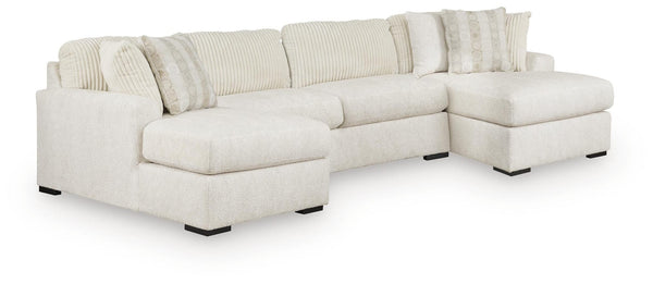 Chessington Ivory Chenille 3-Piece Sectional with Double Chaise from Decor Furniture