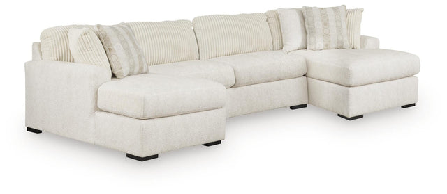 Chessington Ivory Chenille 3-Piece Sectional with Double Chaise from Decor Furniture