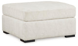Side angle of Chessington Ivory Chenille Oversized Accent Ottoman