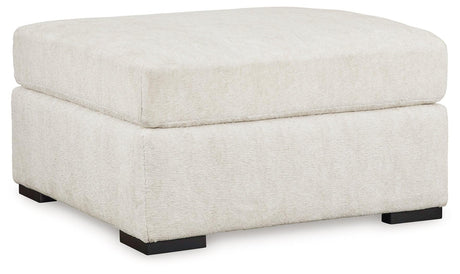 Side angle of Chessington Ivory Chenille Oversized Accent Ottoman