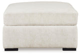 Close-up of ivory chenille upholstery on Chessington Ottoman