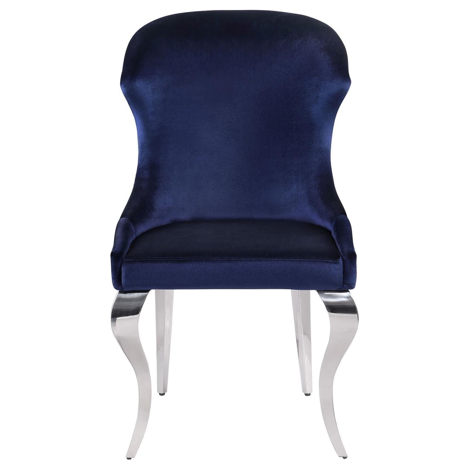 Back view showing stainless steel legs of Cheyanne dining chair