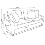 Side angle showing sofa cushions of Christine set