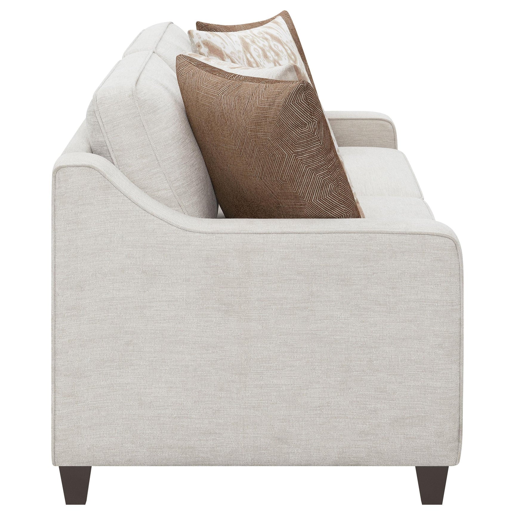Side profile of Christine beige sofa set