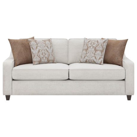 Detail view of upholstery on Christine sofa set