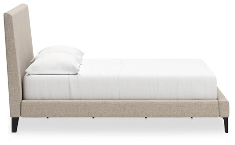 Front view of Cielden Full Upholstered Bed in soft gray upholstery
