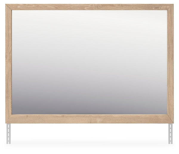 Cielden Tan Bedroom Mirror side angle showing oak grain finish