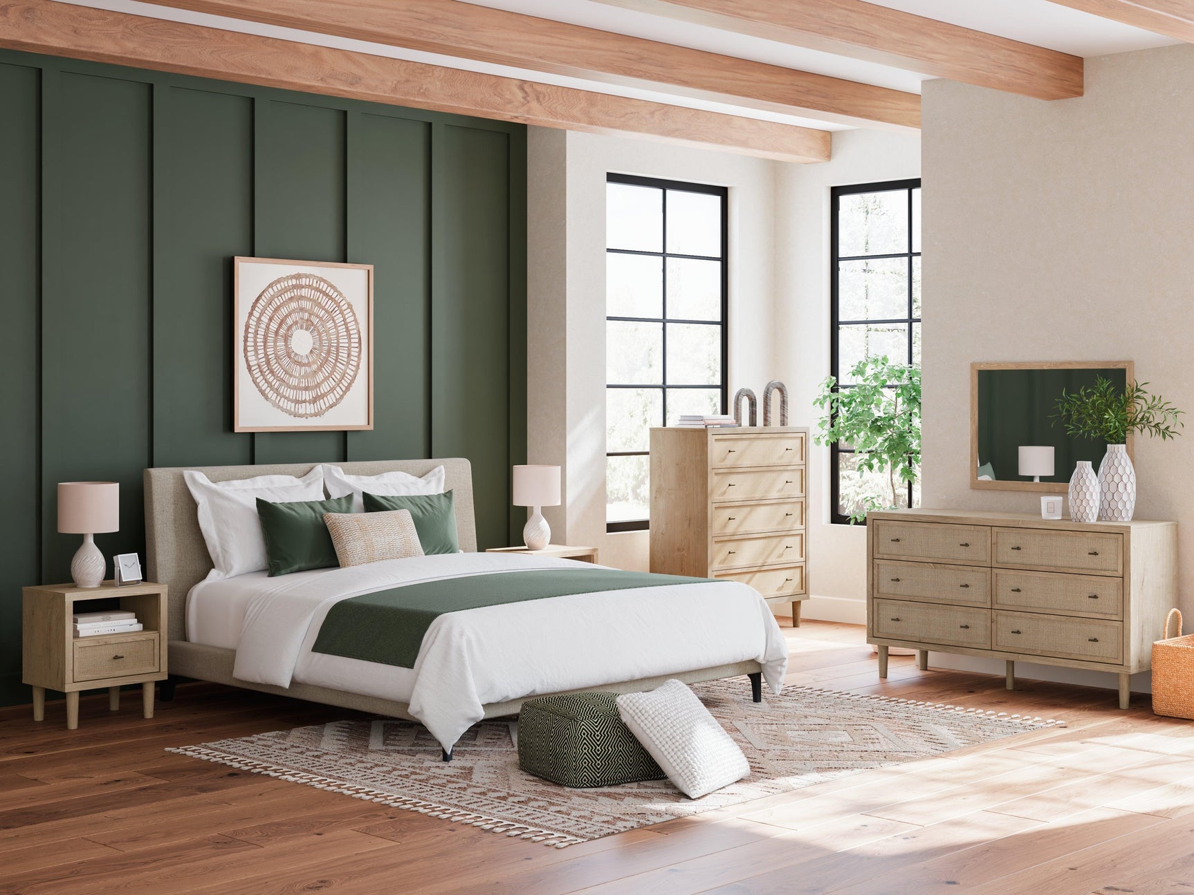 Assembly detail showing feet attachment on Cielden dresser