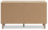 Drawer interior lined with faux linen laminate in Cielden dresser
