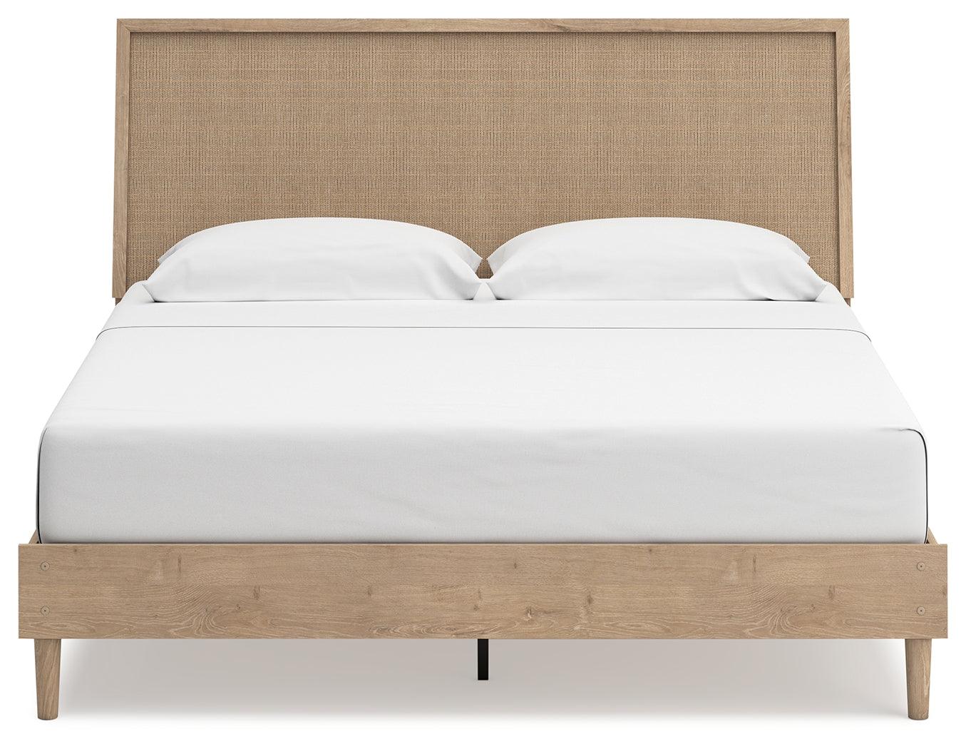 Cielden Two-Tone King Panel Bed showing slat support