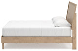 Cielden Two-Tone King Panel Bed headboard textured cane finish