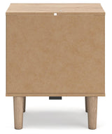 Cielden Nightstand with decorative laminate replicating oak grain and cane texture