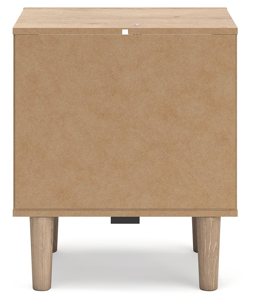 Cielden Nightstand with decorative laminate replicating oak grain and cane texture