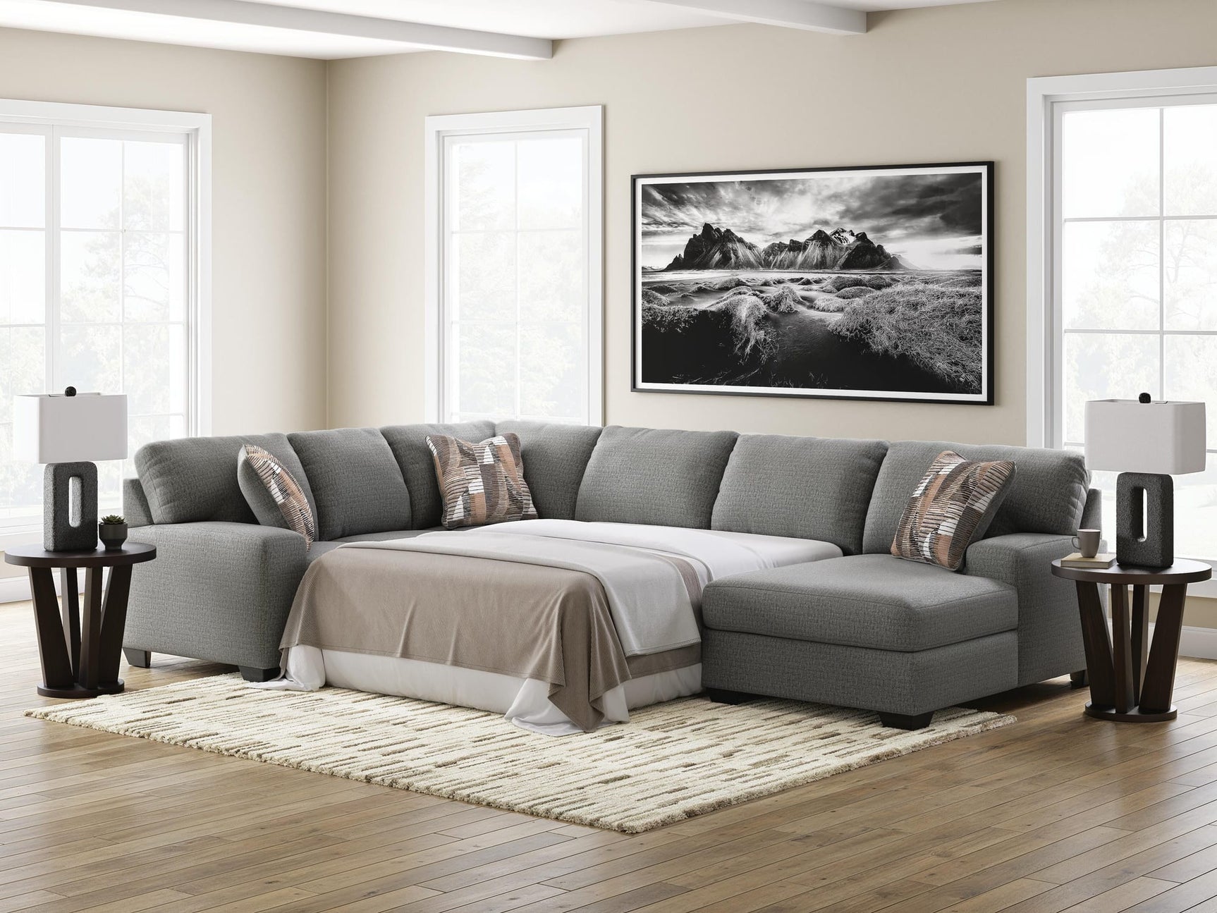 Clarington Greystone Chenille 3-Piece Sleeper Sectional with Chaise view 3