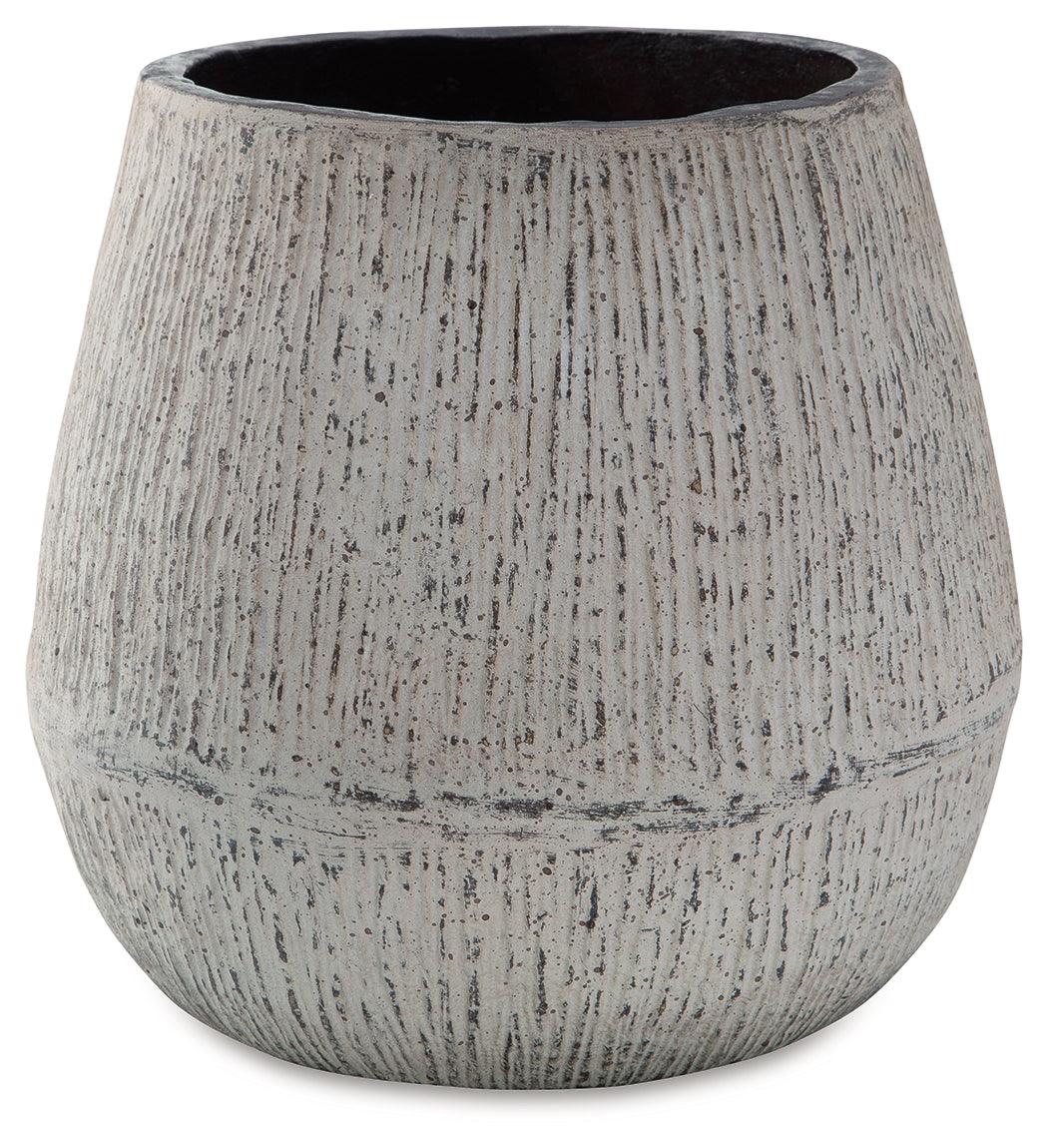 Side angle of Claymount Distressed Brown Decorative Vase