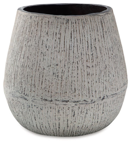 Side angle of Claymount Distressed Brown Decorative Vase