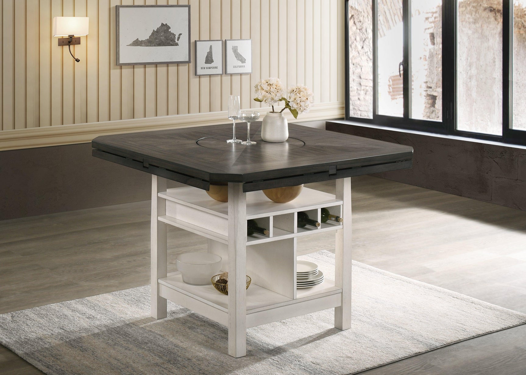 Conner Chalk Gray Oval Counter Height Dining Set seat cushion detail