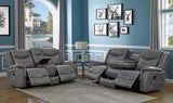 Conrad glider loveseat in grey leatherette, front view