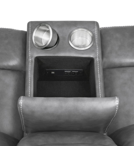 Conrad 3-piece upholstered grey motion sofa set view