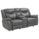 Conrad 3-piece upholstered grey motion sofa set view