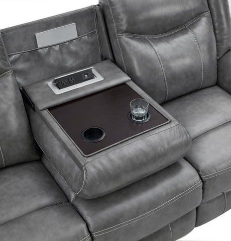 Conrad 3-piece upholstered grey motion sofa set view