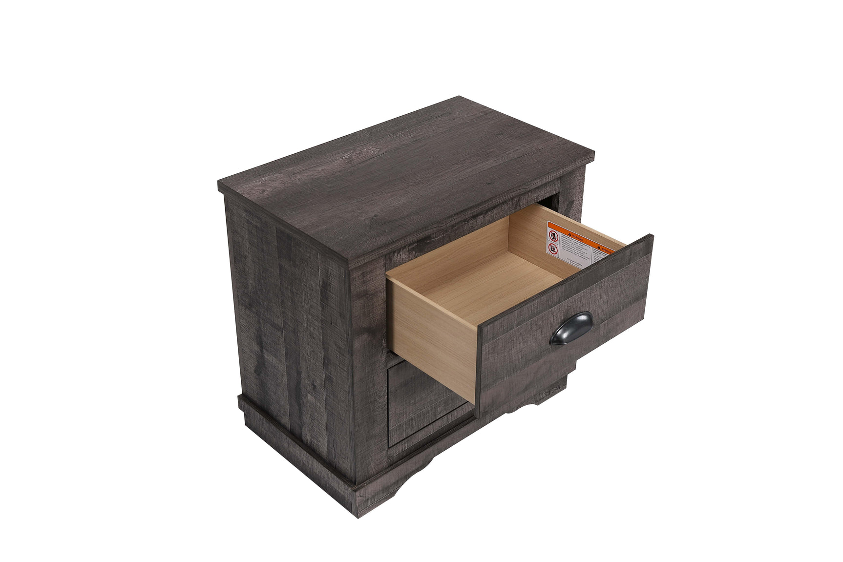 Coralee Gray TV Stand with storage doors and open shelves in living room