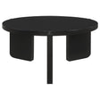 Cordova round solid wood black coffee table front angle