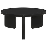 Cordova round solid wood black coffee table front angle