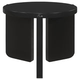 Cordova Round Solid Wood End Table Black, front view showing round top